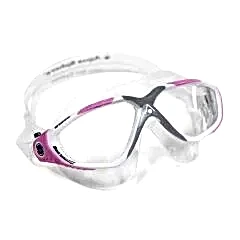 Aqua Sphere Vista Lady Şeffaf Cam - Beyaz/Pembe/Gri Çerçeve - Şeffaf Etek Yüzücü Gözlüğü